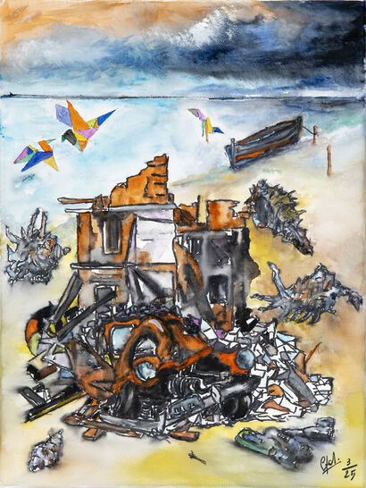 Guardando il mare, sento il bisogno di pace - a Paint Artowrk by Giuseppe Filipponi